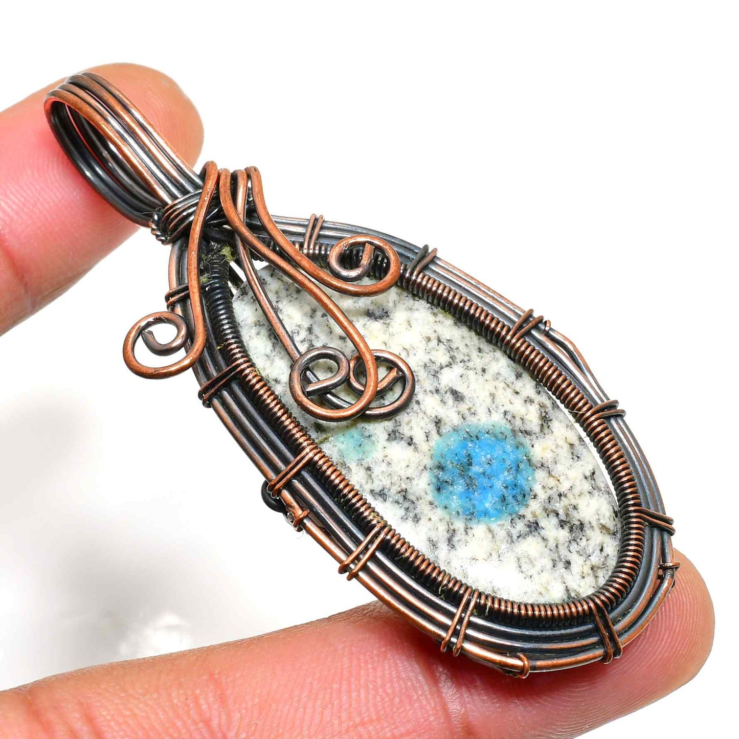 Gaia’s Embrace – Copper-Wrapped Healing Stone Pendant