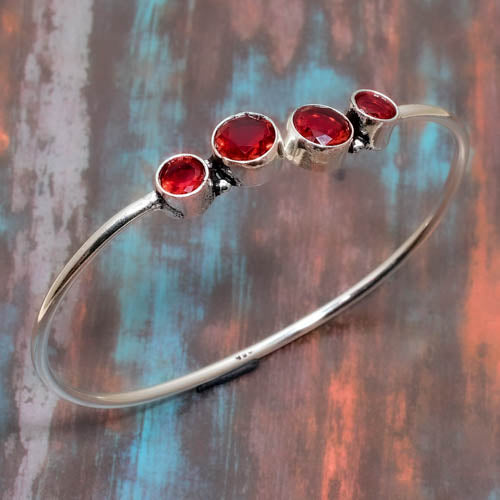 Scarlet Radiance – Ruby & Sterling Silver Bangle