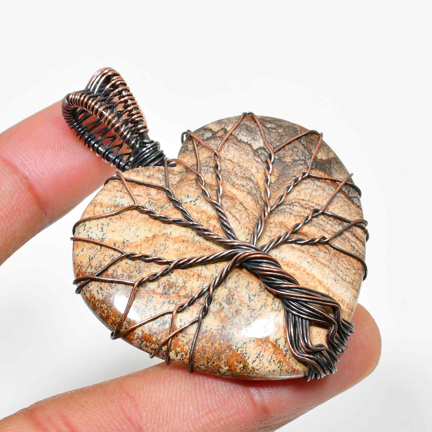 Heart of the Earth – Copper-Wrapped Natural Stone Pendant