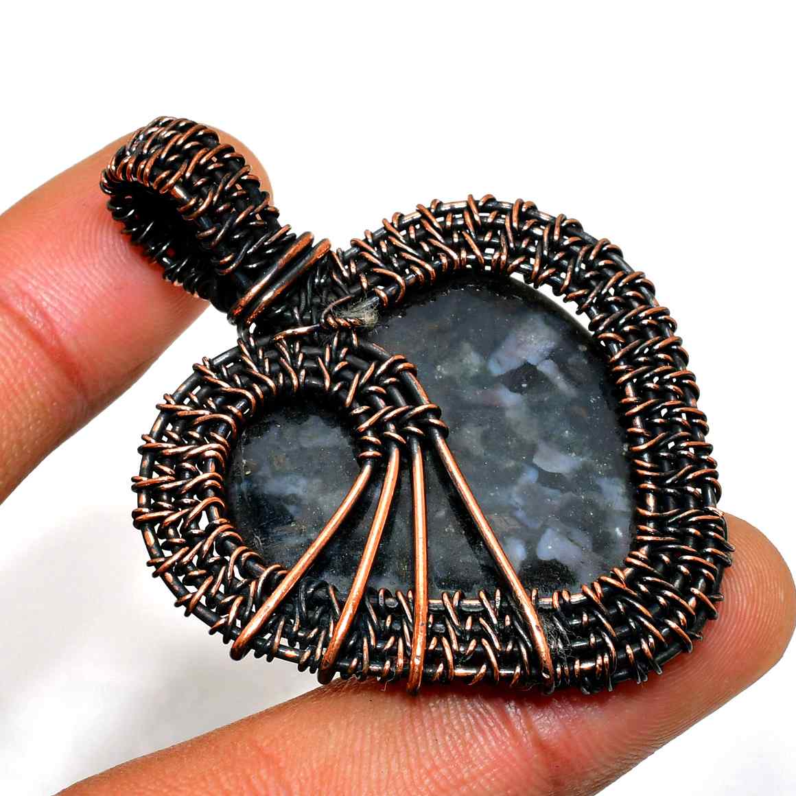 Clarity’s Embrace – Oxidized Copper & Natural Stone Pendant