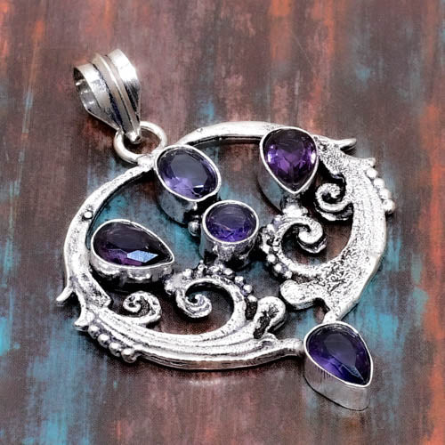 Celestial Harmony – Sterling Silver Amethyst Pendant