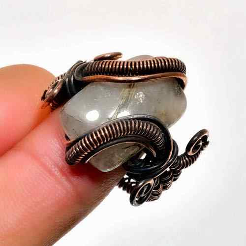 Celestial Glow – Oxidized Copper Moonstone Ring