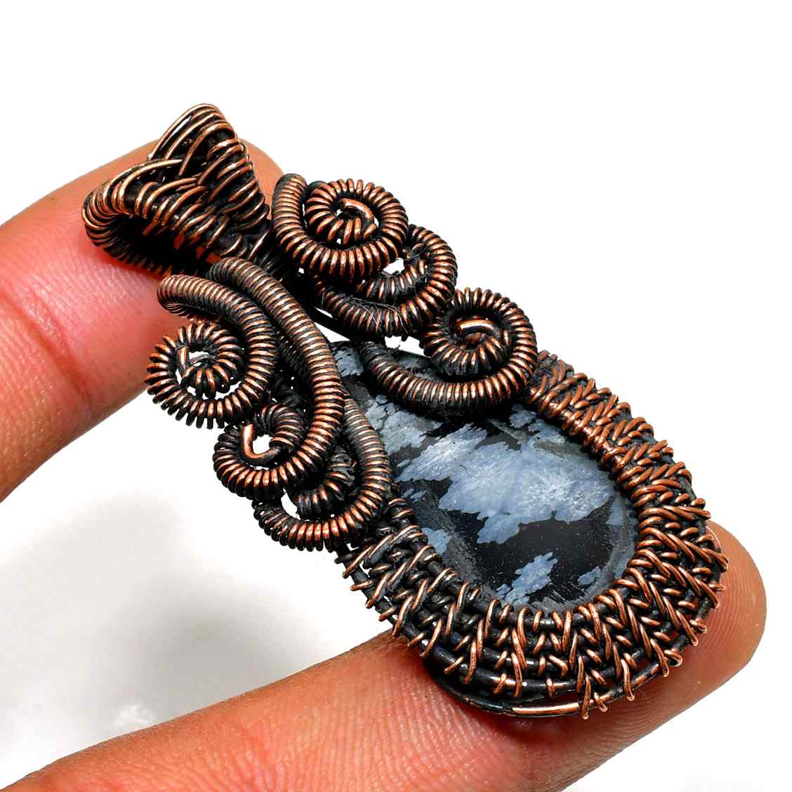 Gaia’s Embrace – Natural Stone Copper Pendant