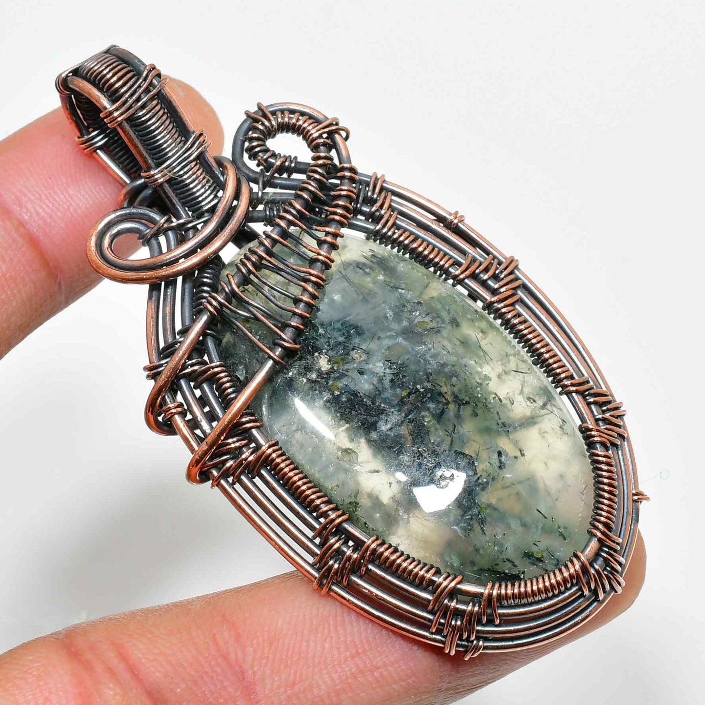 Earth’s Embrace – Moss Agate Copper Pendant