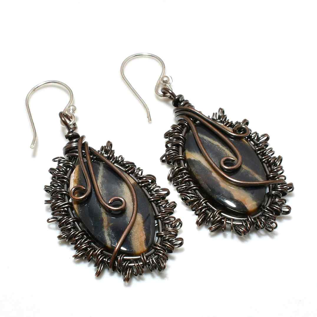 Grounded Grace – Tiger’s Eye Copper Earrings