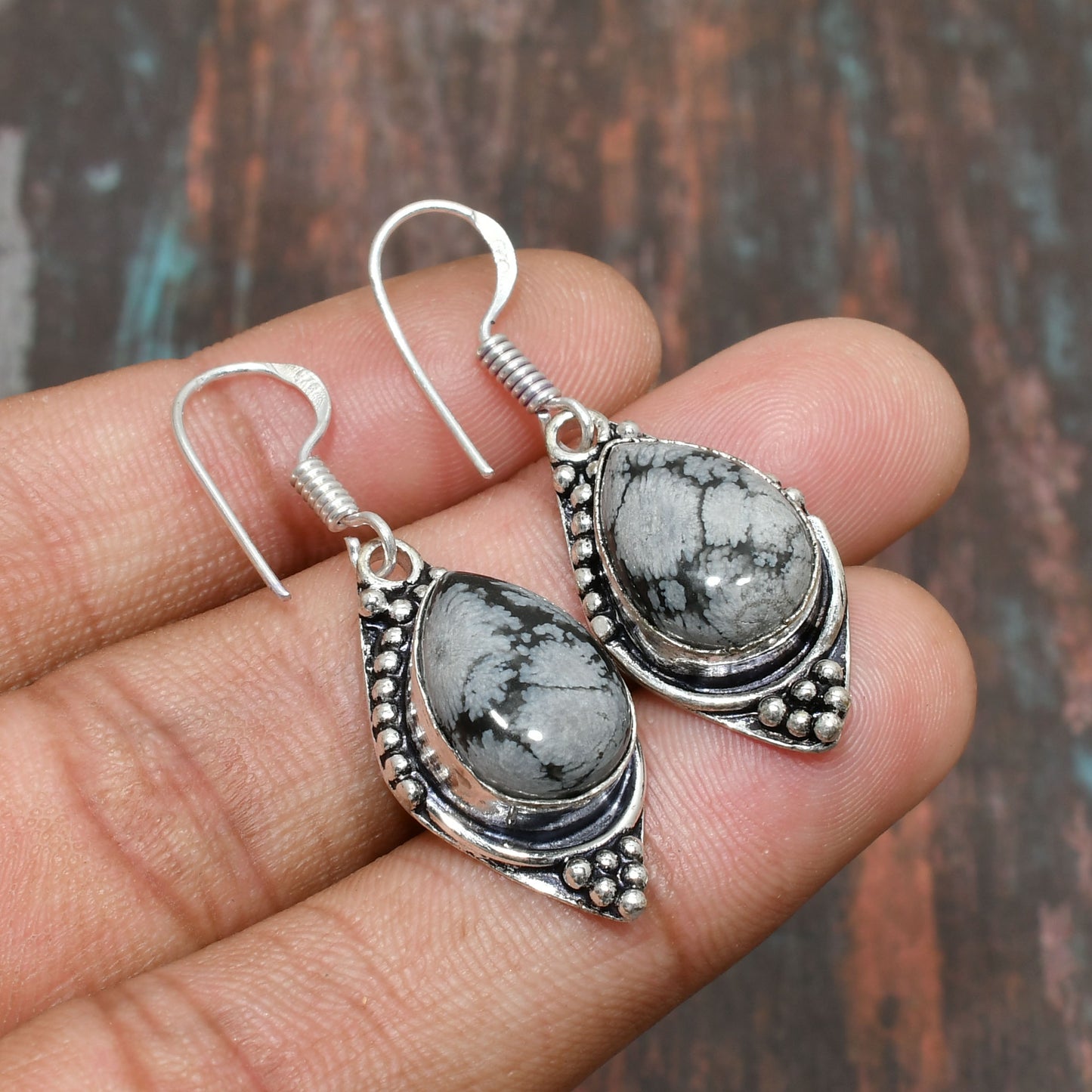 Spotted Spirit – Dalmatian Jasper Silver Earrings