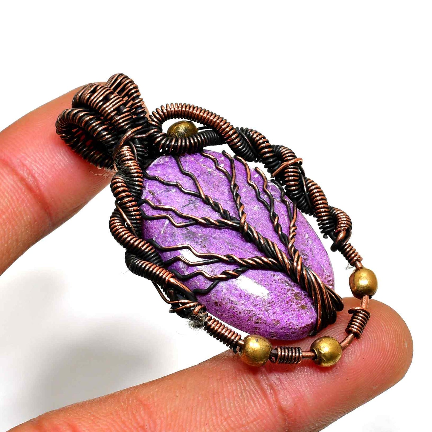 Ezra’s Veil – Handcrafted Amethyst & Oxidized Copper Pendant