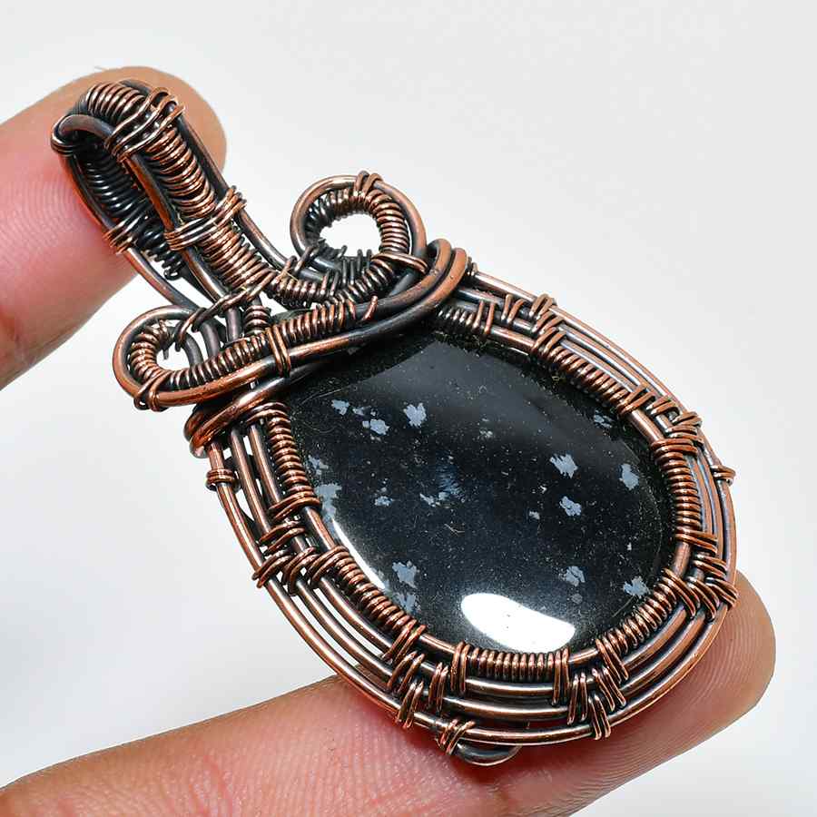 Ebon Aegis – Black Obsidian Copper Pendant