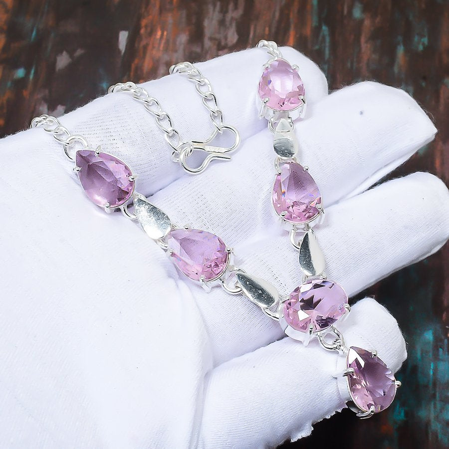 Serene Heart – Rose Quartz Sterling Silver Bracelet
