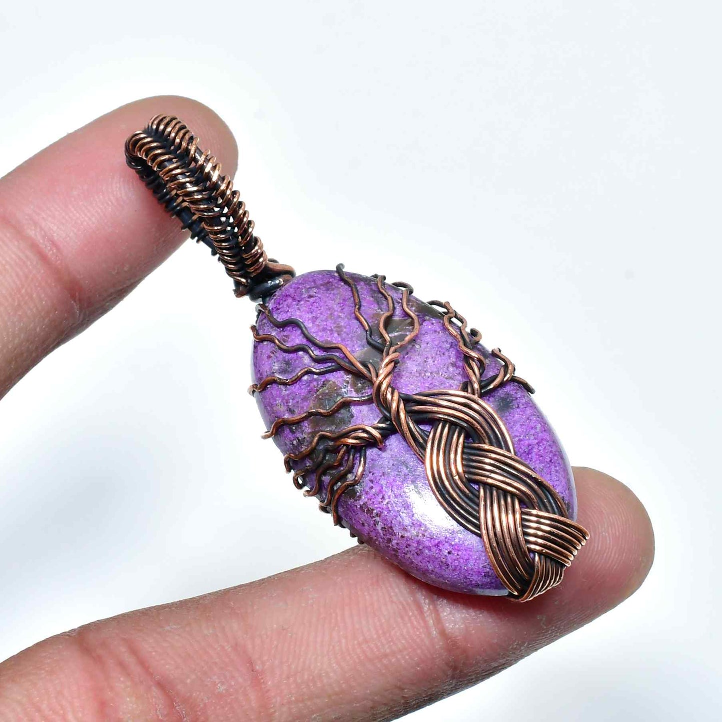 Ezra’s Veil – Handcrafted Amethyst & Copper Pendant