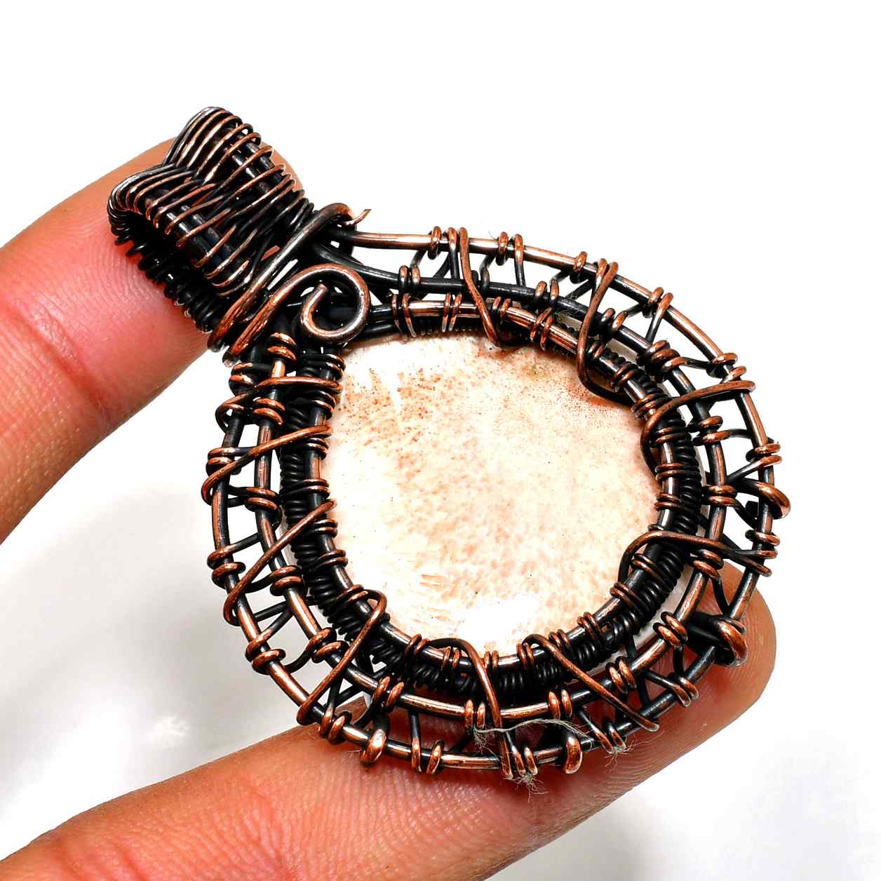 Ezra’s Veil – Amethyst & Oxidized Copper Pendant