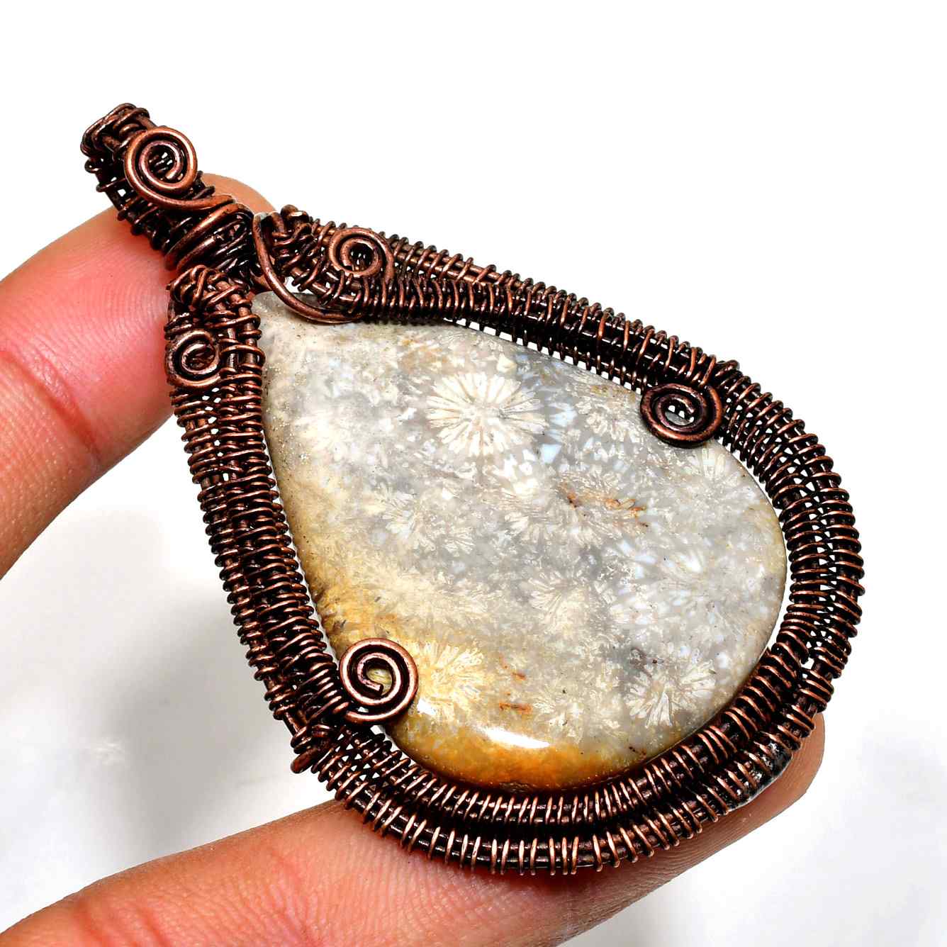 Terra’s Harmony – Copper-Wrapped Stone Pendant