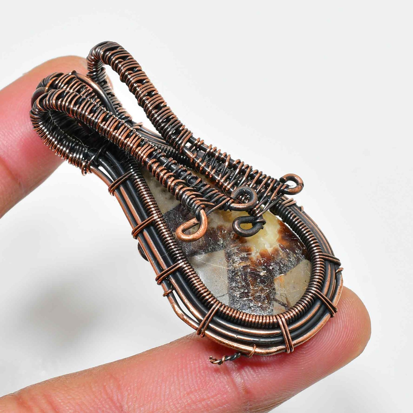 Gaia’s Embrace – Raw Gemstone Copper Pendant