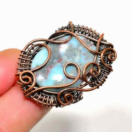 Tide’s Embrace – Larimar & Oxidized Copper Pendant