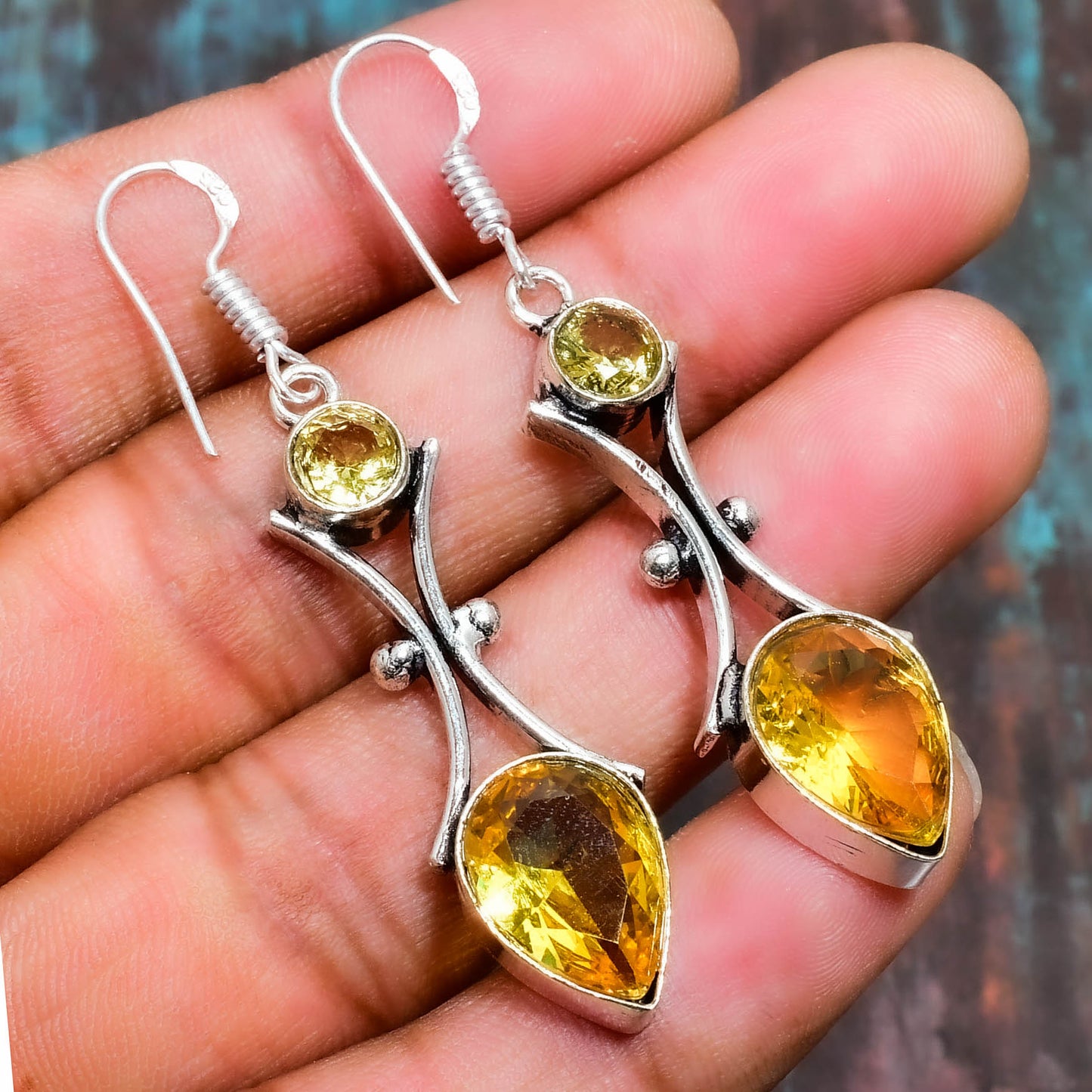 Sunlit Abundance – Citrine Sterling Silver Earrings