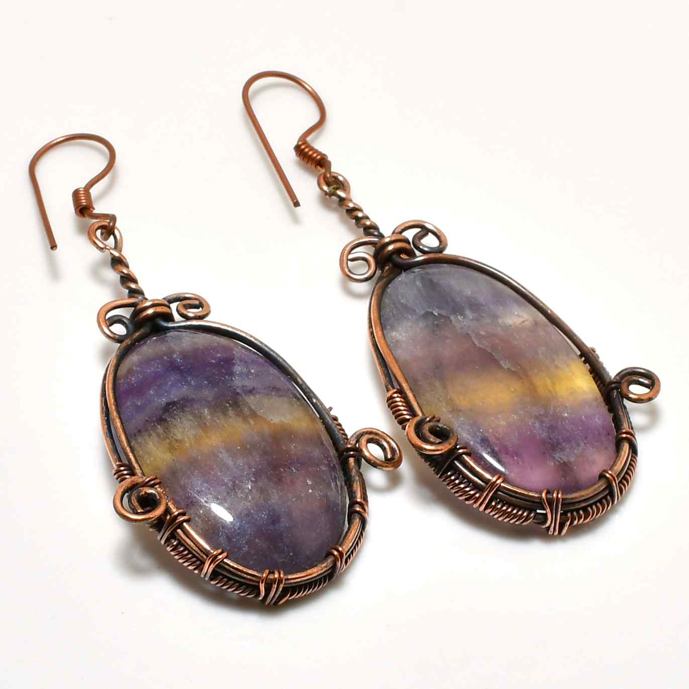 Serenity’s Glow – Fluorite & Copper Earrings