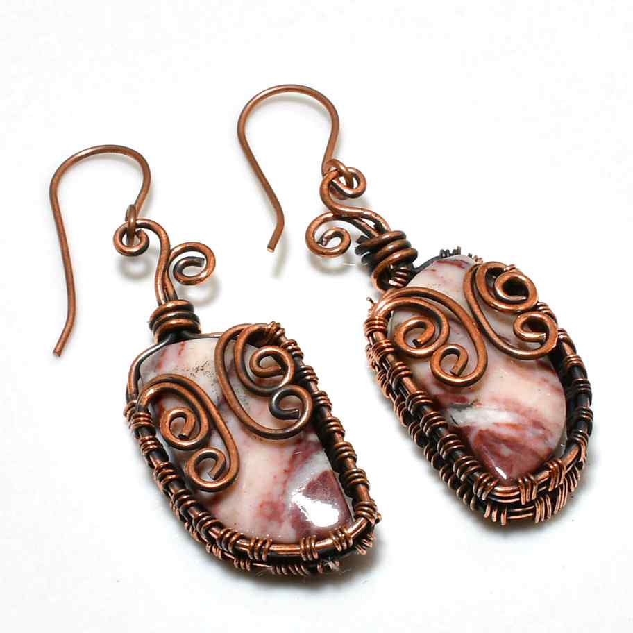 Serenity’s Embrace – Copper-Wrapped Natural Stone Earrings