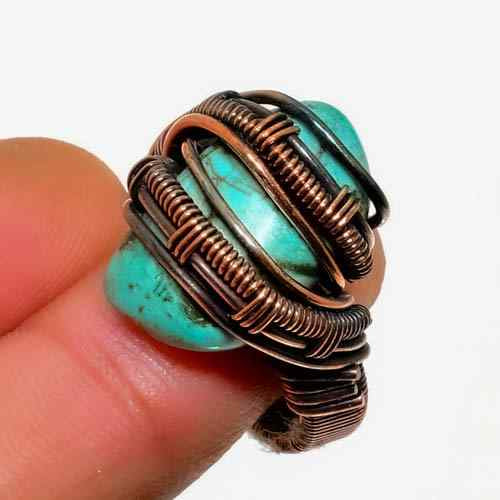 Mountain’s Embrace – Turquoise & Aged Copper Wrap Ring