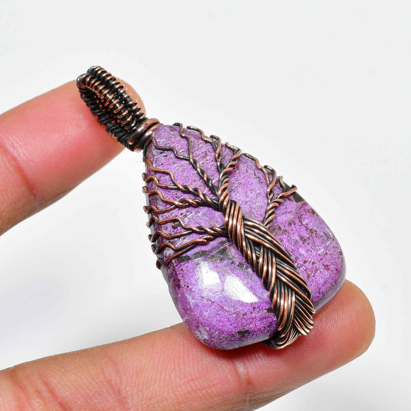 Ember’s Embrace – Oxidized Copper Amethyst Pendant