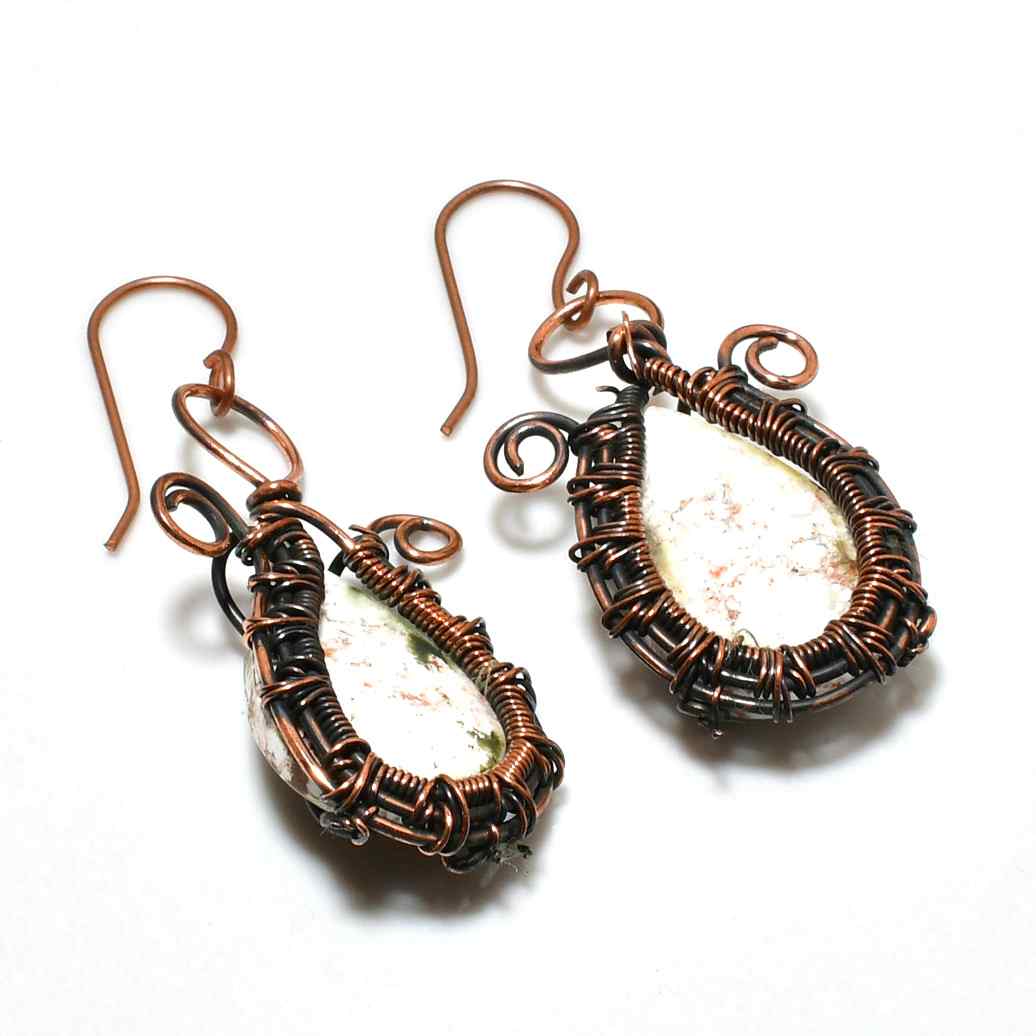 Gaia’s Balance – Copper-Wrapped Stone Earrings