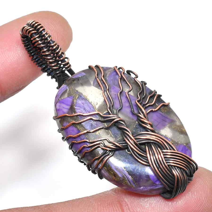 Ezra’s Veil – Oxidized Copper Amethyst Pendant