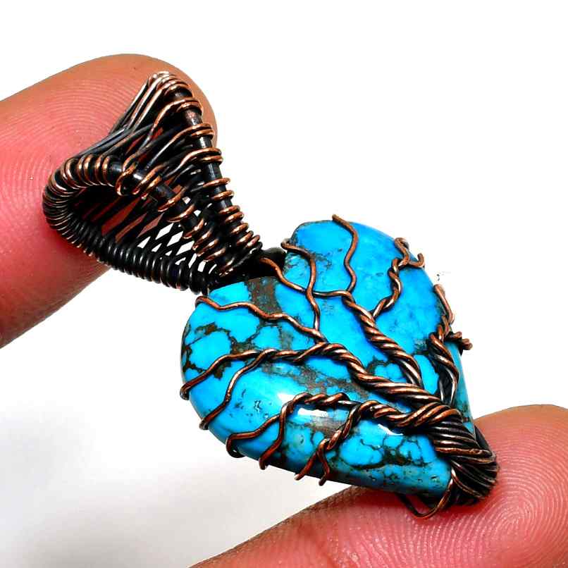 Harmony Heart – Turquoise & Copper Pendant