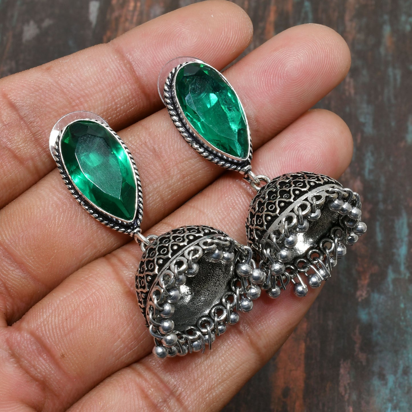 Verdant Bloom – Handcrafted Sterling Silver Earrings