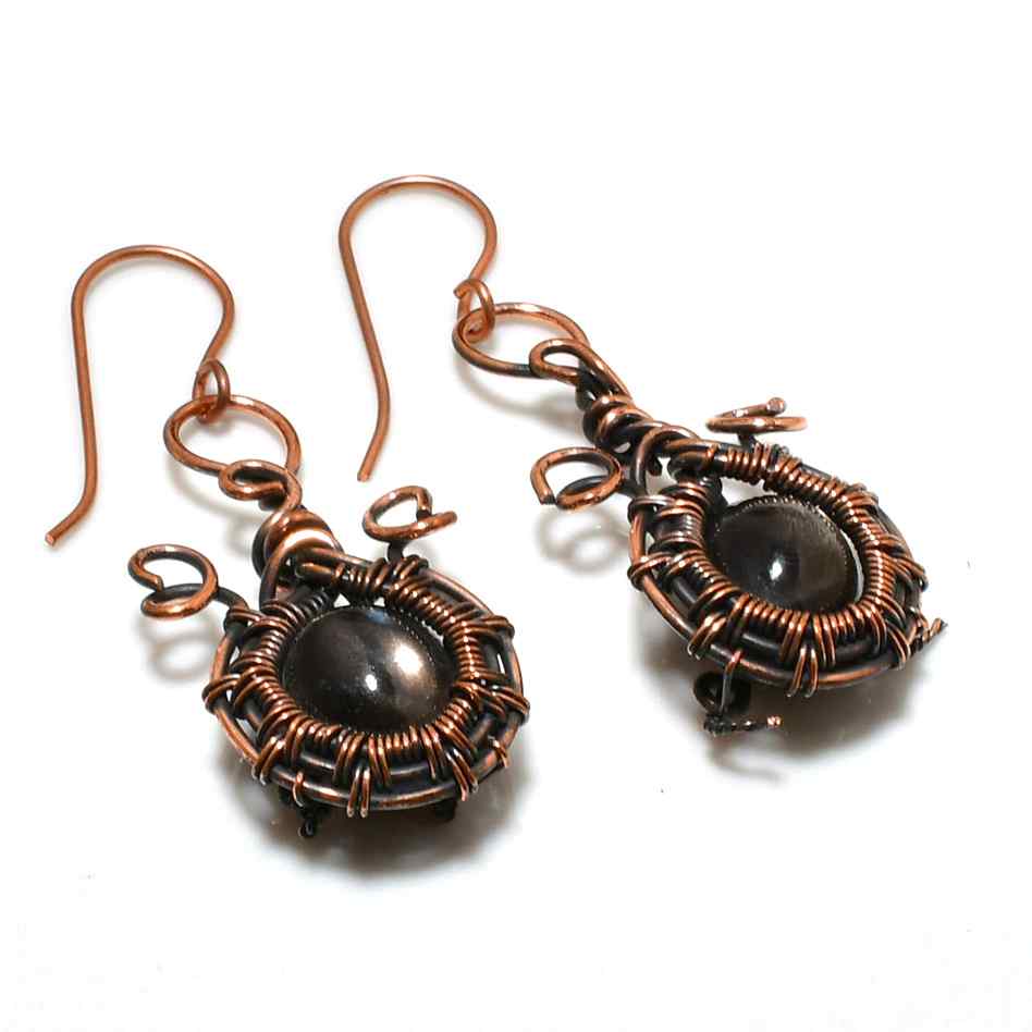 Grounded Grace – Handcrafted Black Onyx Copper Earrings