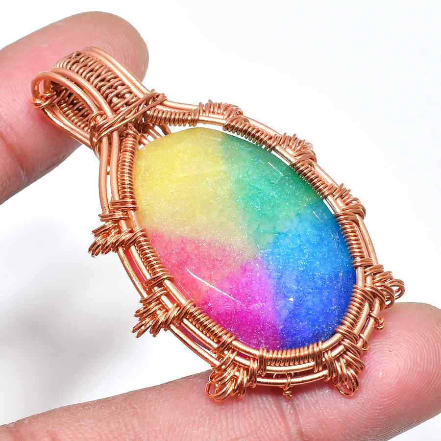 Aurora’s Embrace – Rainbow Quartz Copper Pendant