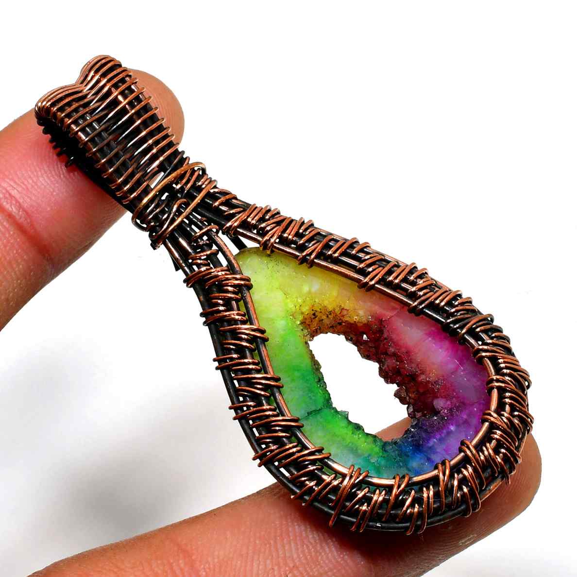 Grounded Glow – Agate & Copper Pendant