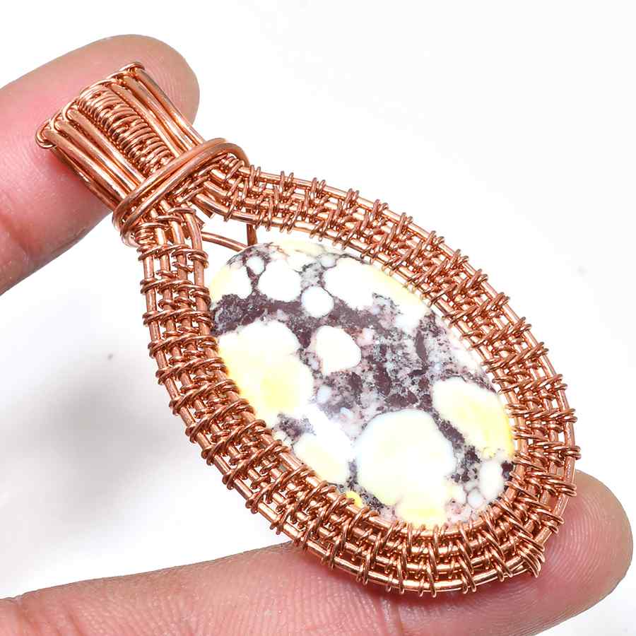 Earth’s Embrace – Copper-Wrapped Natural Stone Pendant