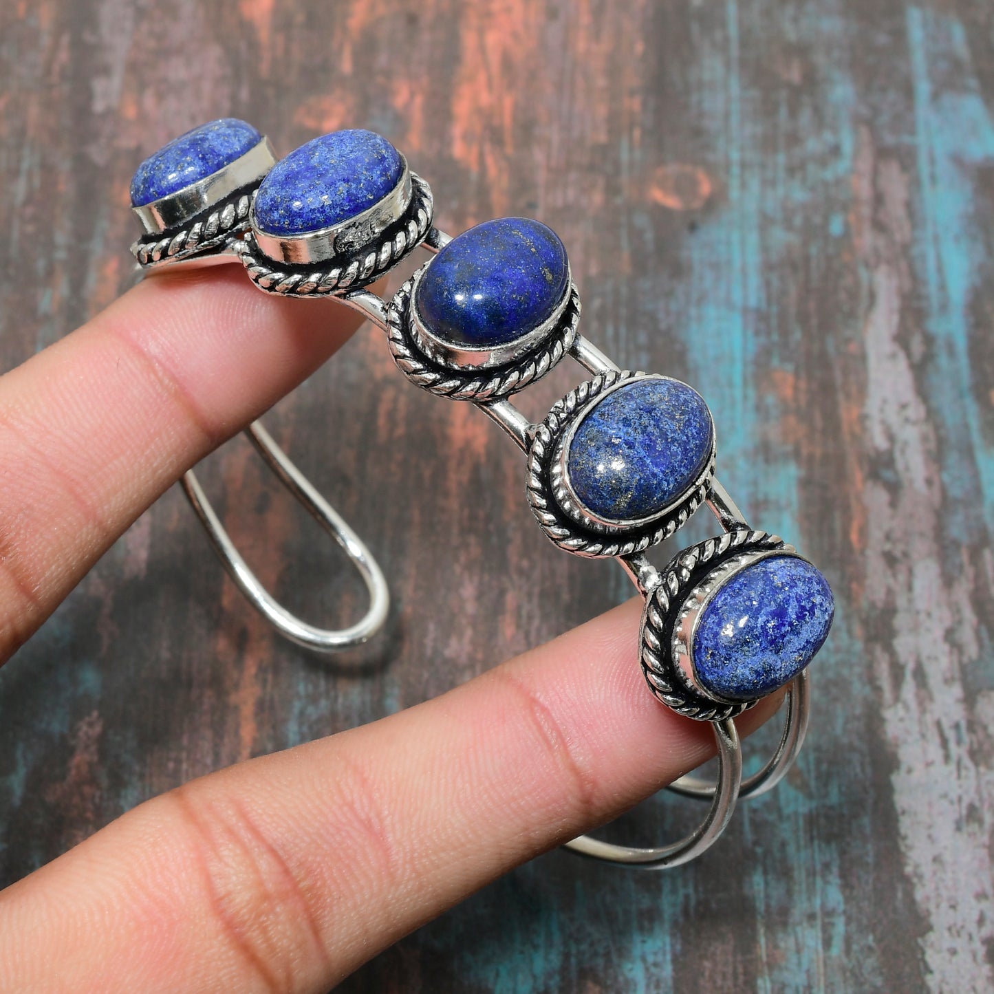 Mystic Azure – Silver Lapis Lazuli Bracelet