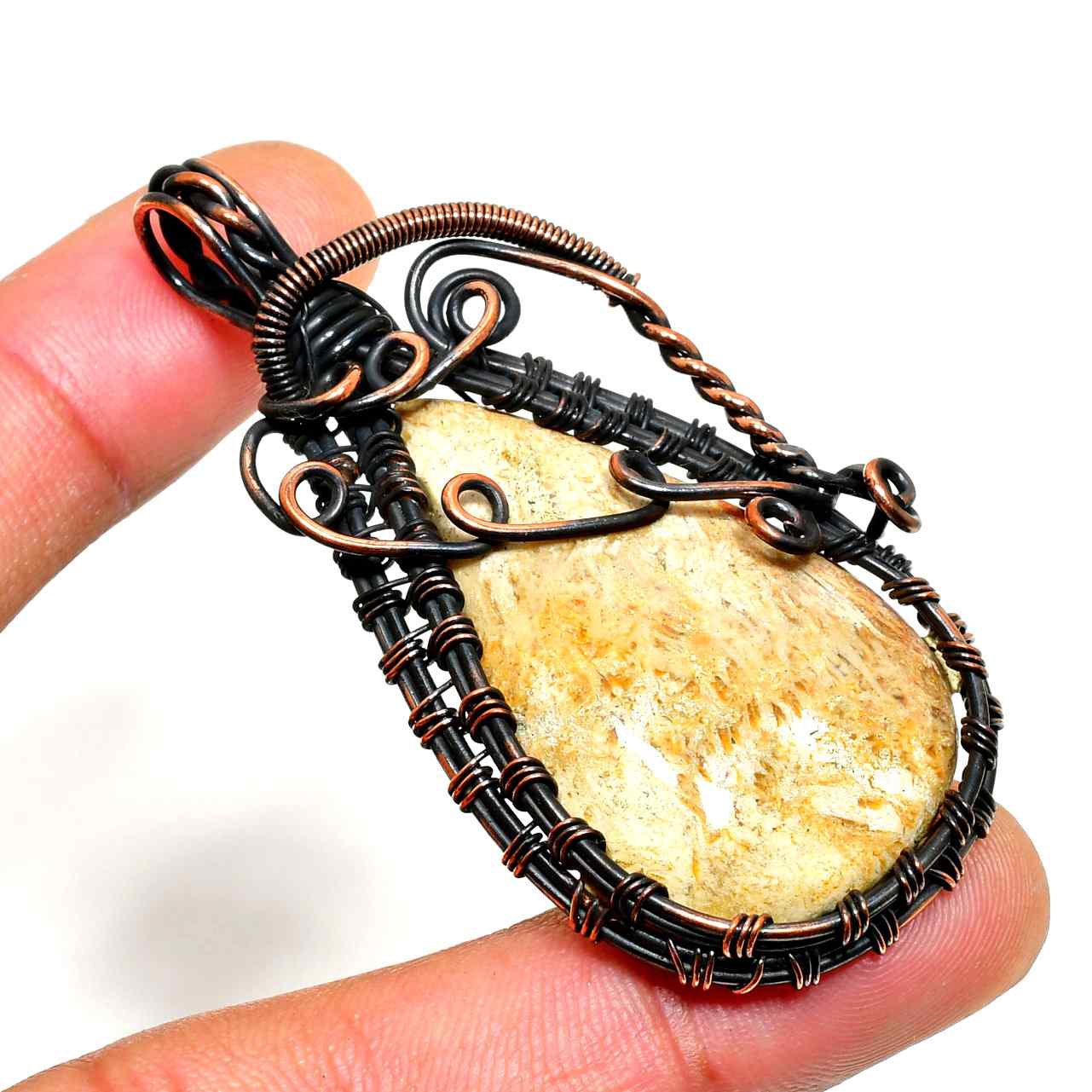 Gaia’s Grace – Oxidized Copper Stone Pendant