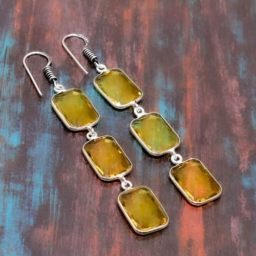 Solar Radiance – Lemon Quartz Silver Earrings