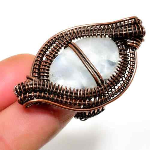 Luna’s Embrace – Oxidized Copper Moonstone Ring