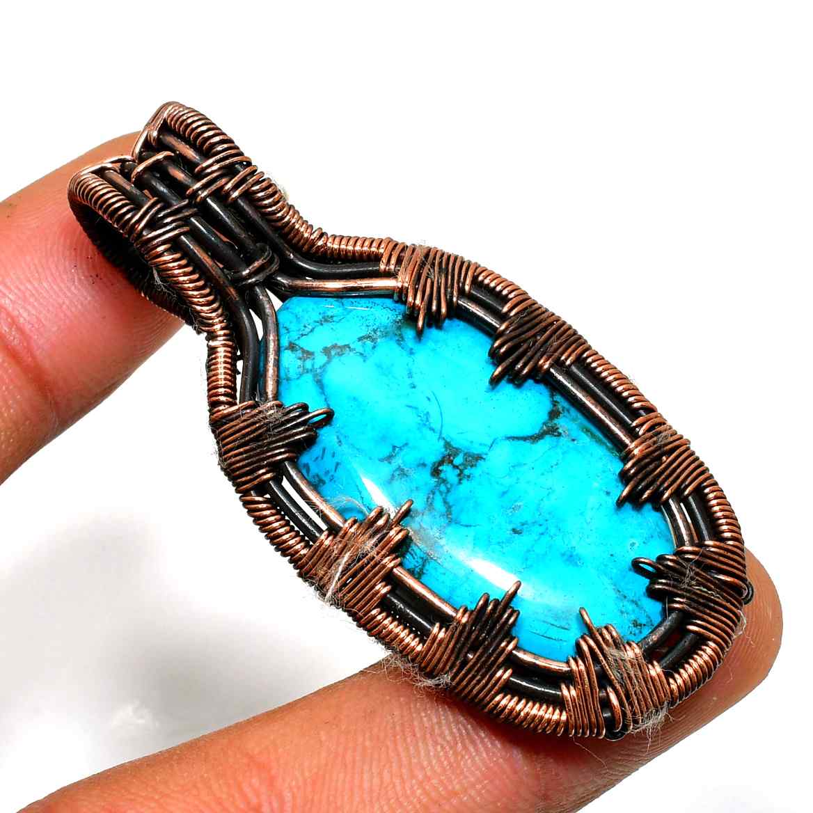 Azure’s Embrace – Turquoise Copper Pendant