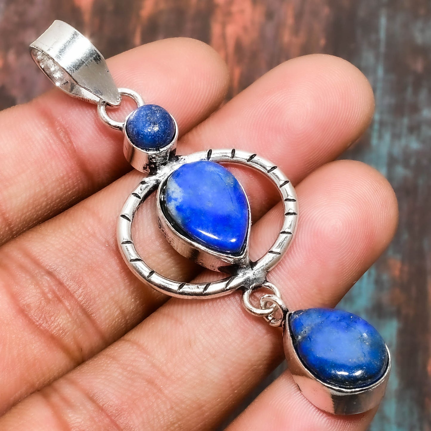 Celestial Serenade – Lapis Lazuli Sterling Silver Pendant