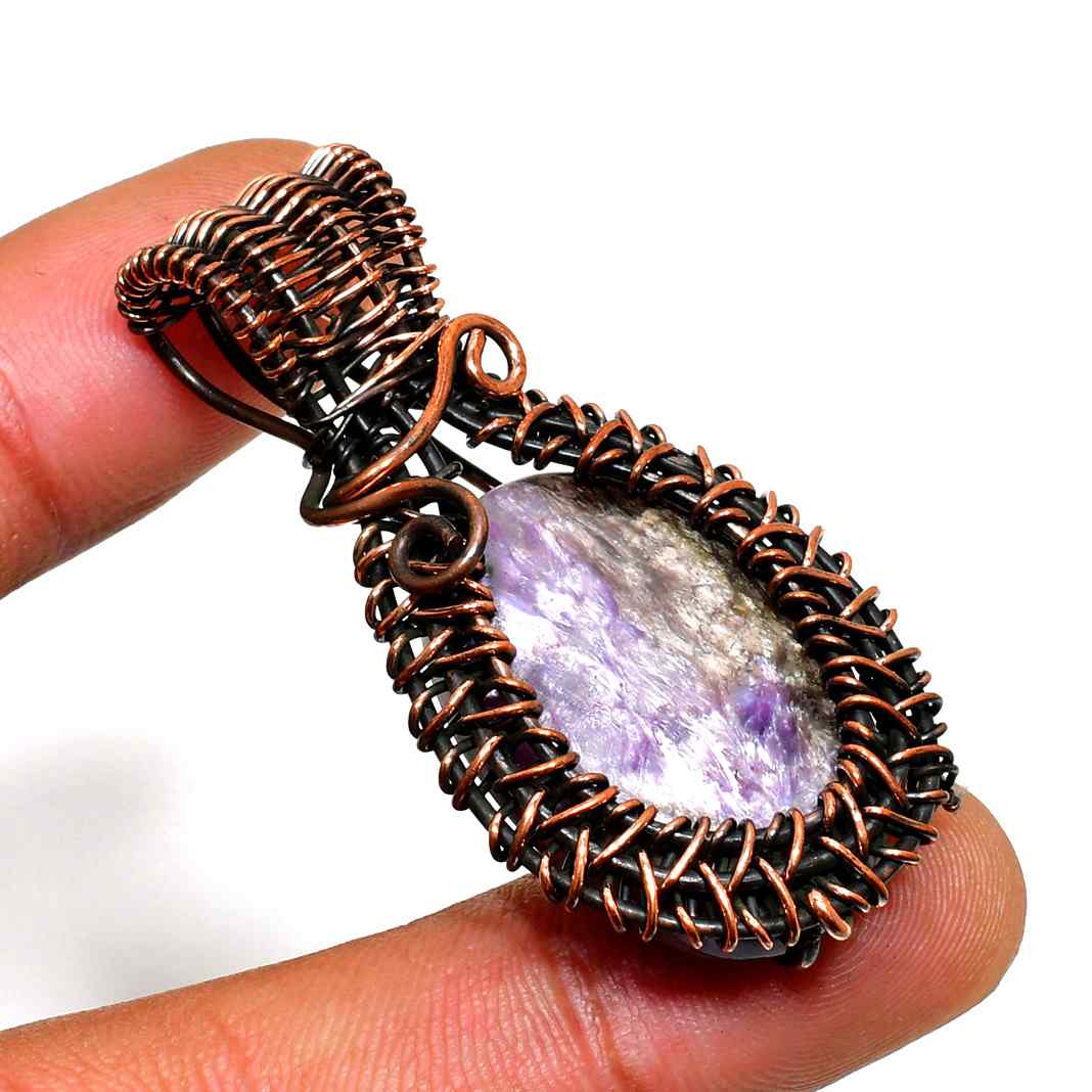 Ezra’s Veil – Amethyst & Oxidized Copper Pendant