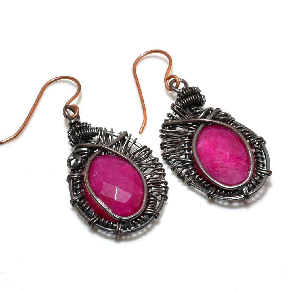 Scarlet Sway – Ruby Copper Earrings