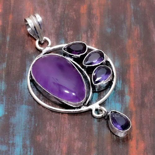 Celestial Harmony – Amethyst Silver Pendant