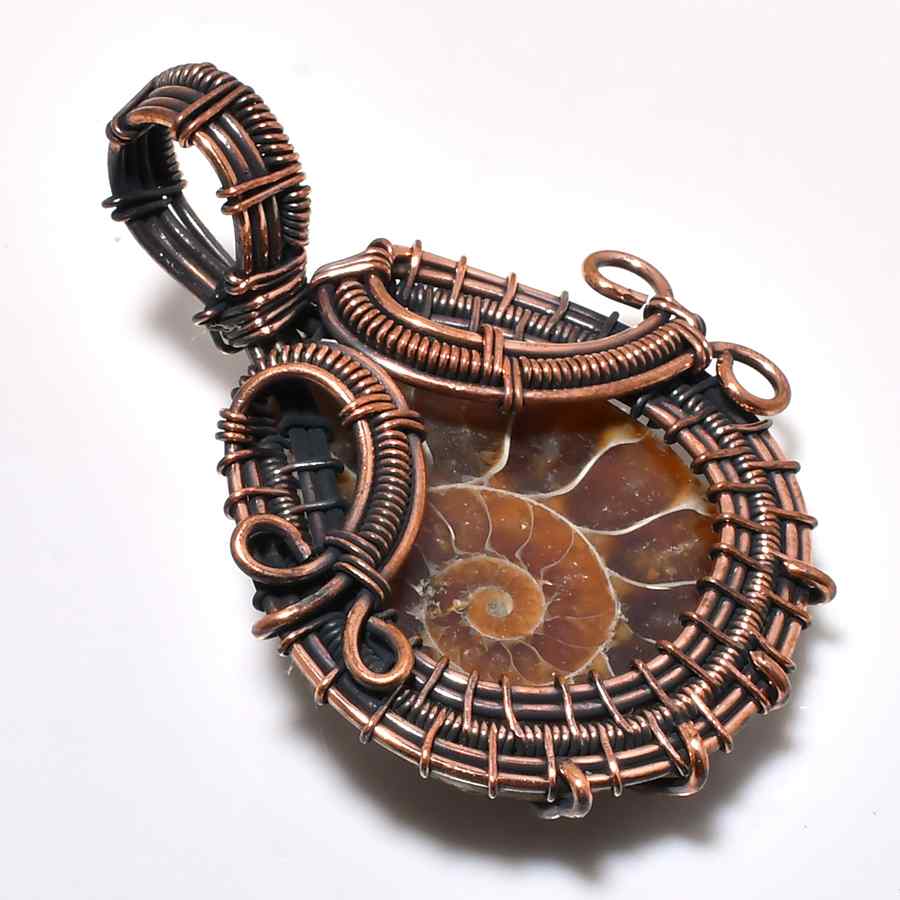 Gaia’s Spiral – Ammonite Copper Pendant