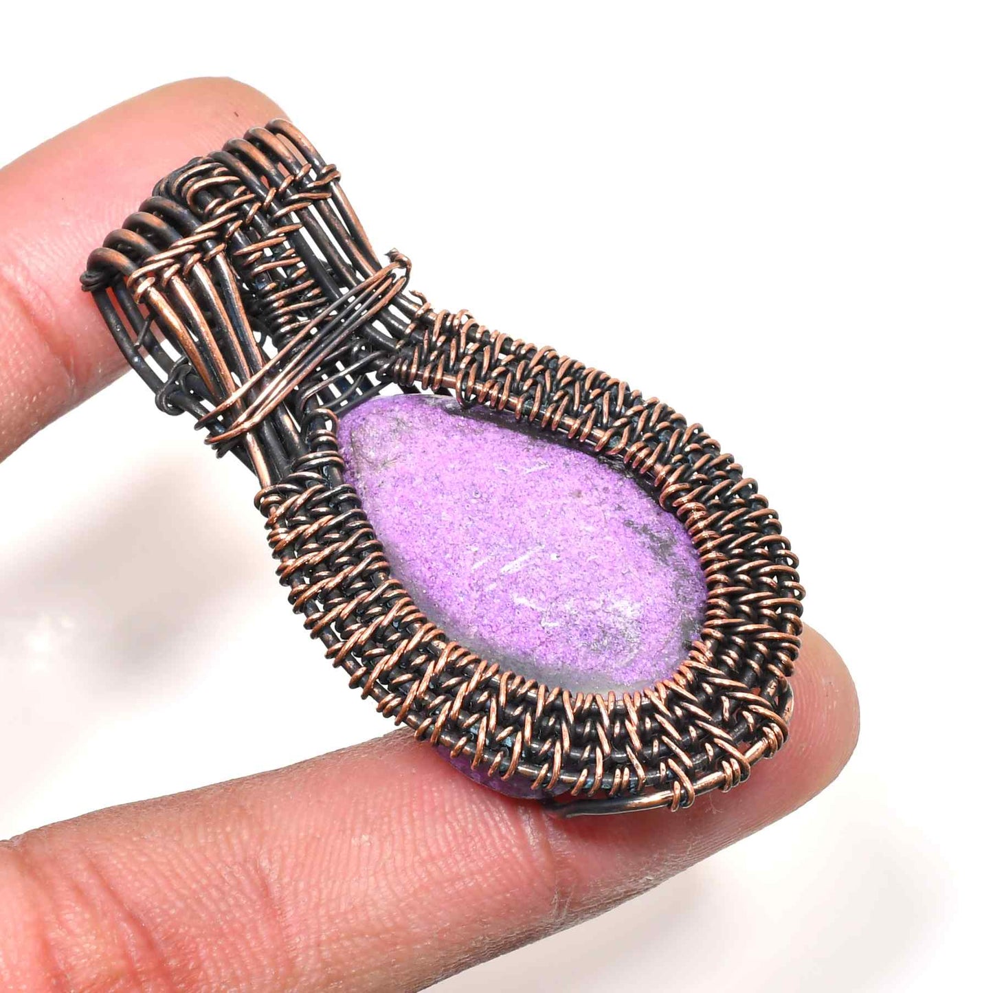 Ezra’s Veil – Oxidized Copper Amethyst Pendant