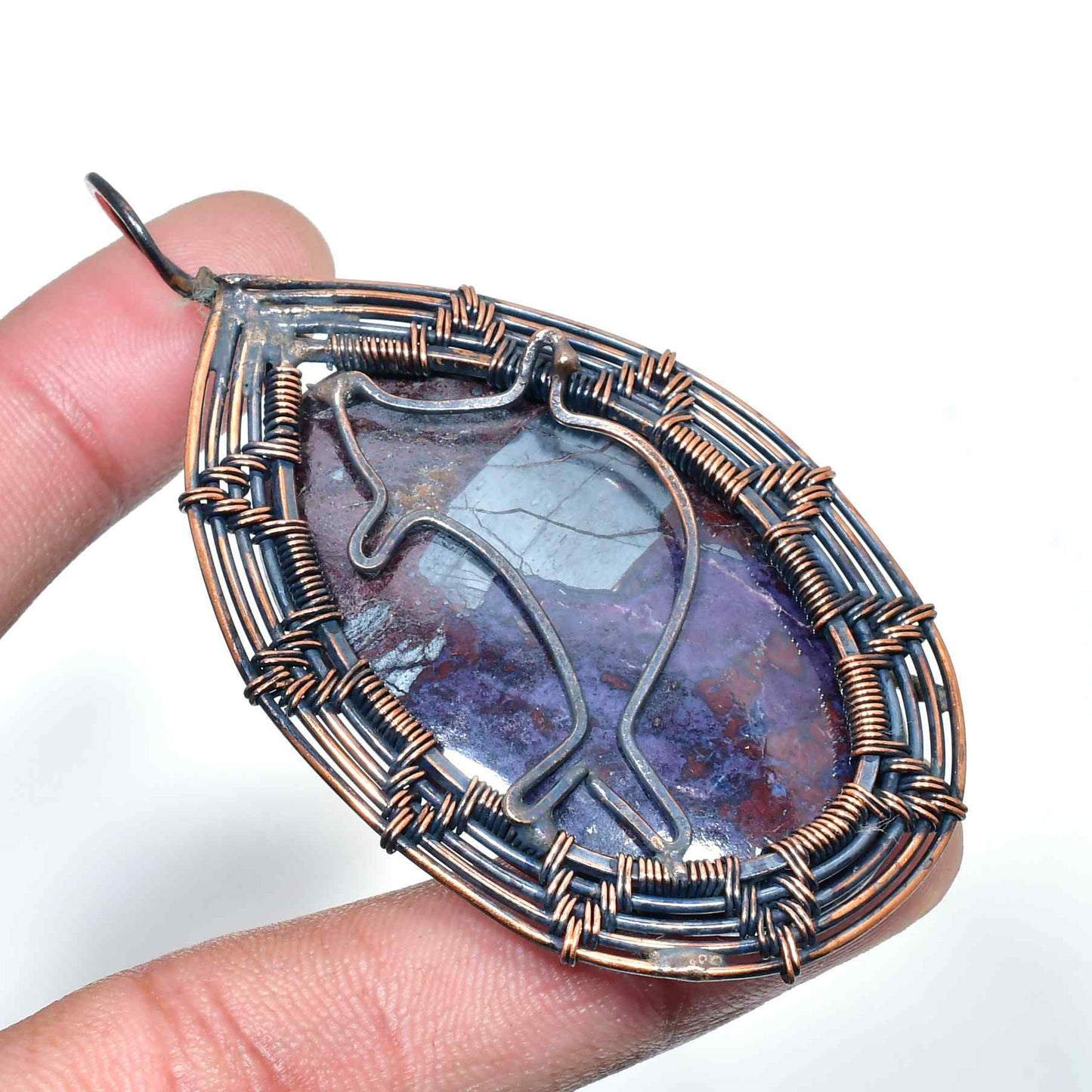 Ezra’s Veil – Handwrapped Amethyst & Copper Pendant