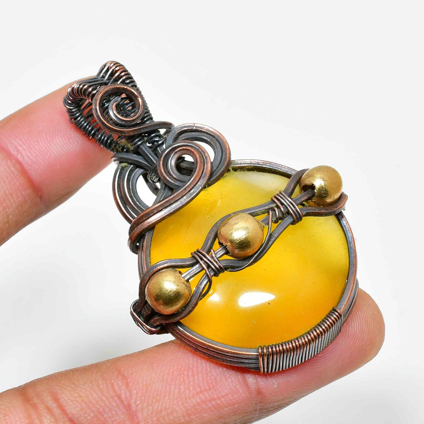 Solar Radiance – Amber Copper Pendant