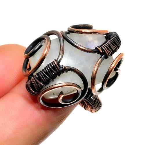 Moonlit Embrace – Oxidized Copper Moonstone Ring