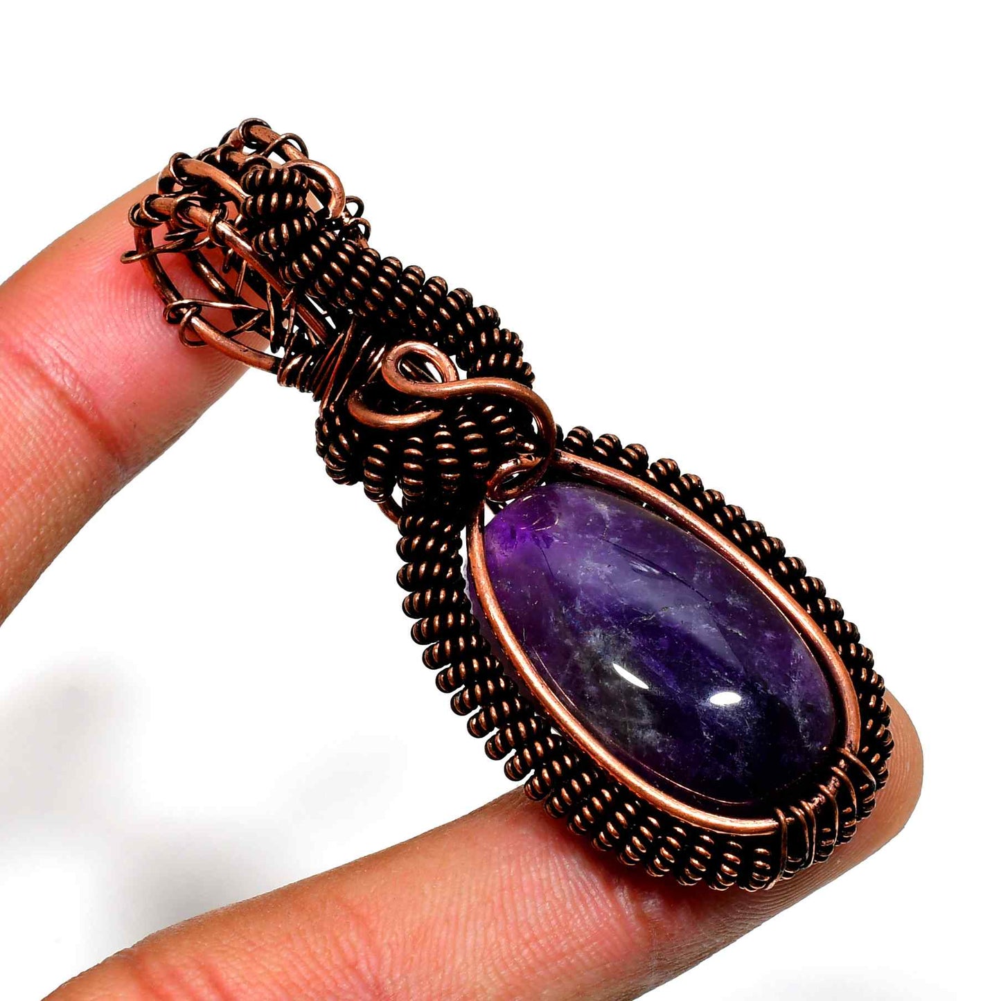 Ezra’s Veil – Amethyst Copper Wire Pendant