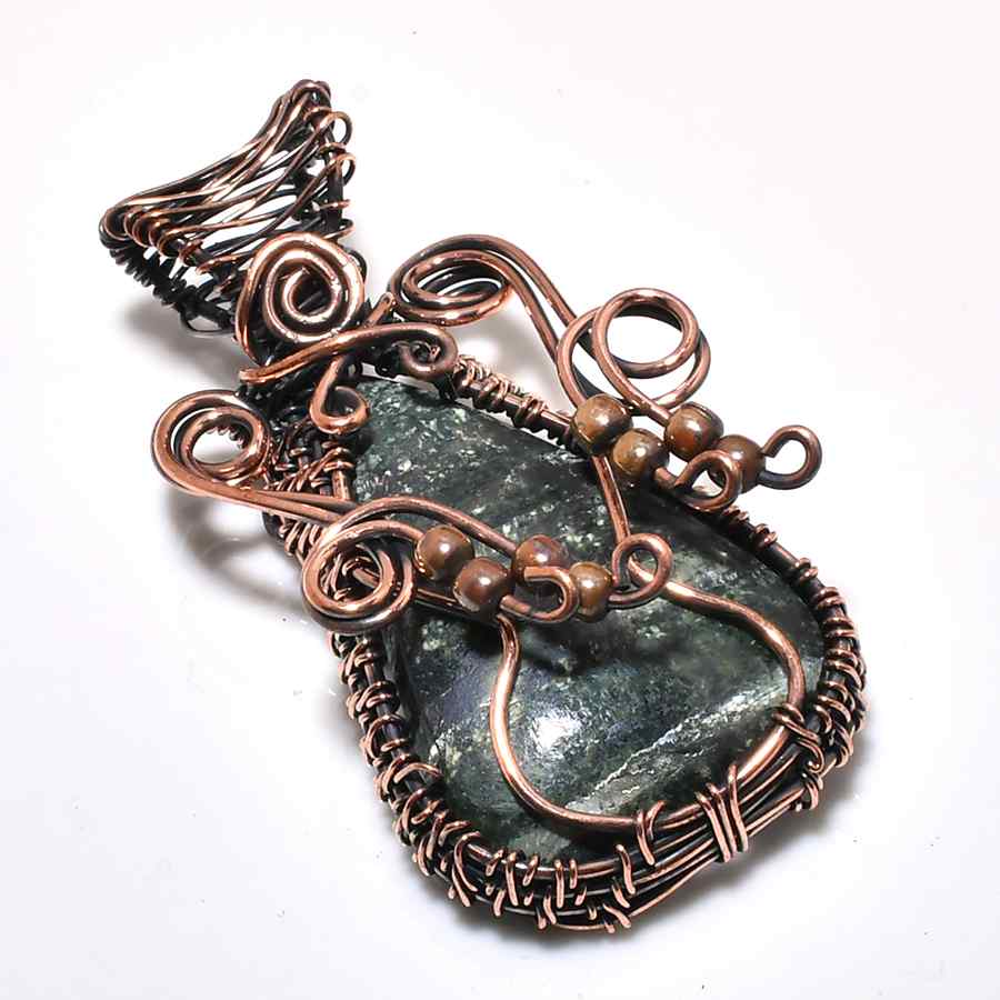 Gaia’s Embrace – Natural Stone & Copper Pendant
