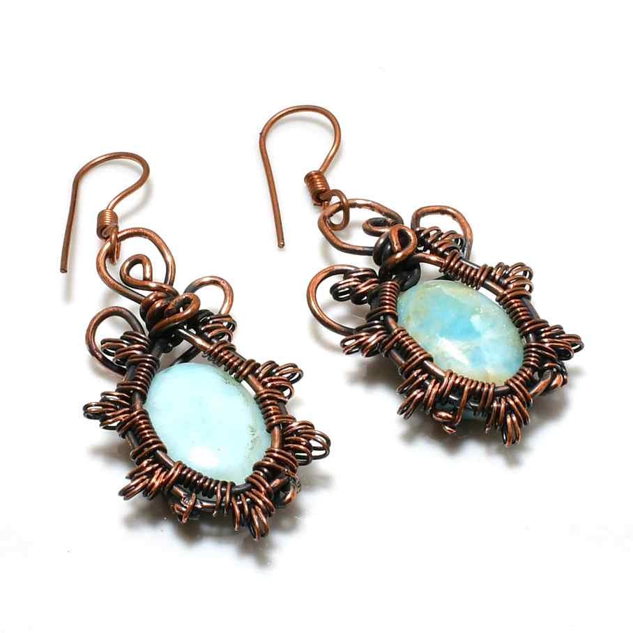 Tranquil Tides – Larimar Copper Earrings