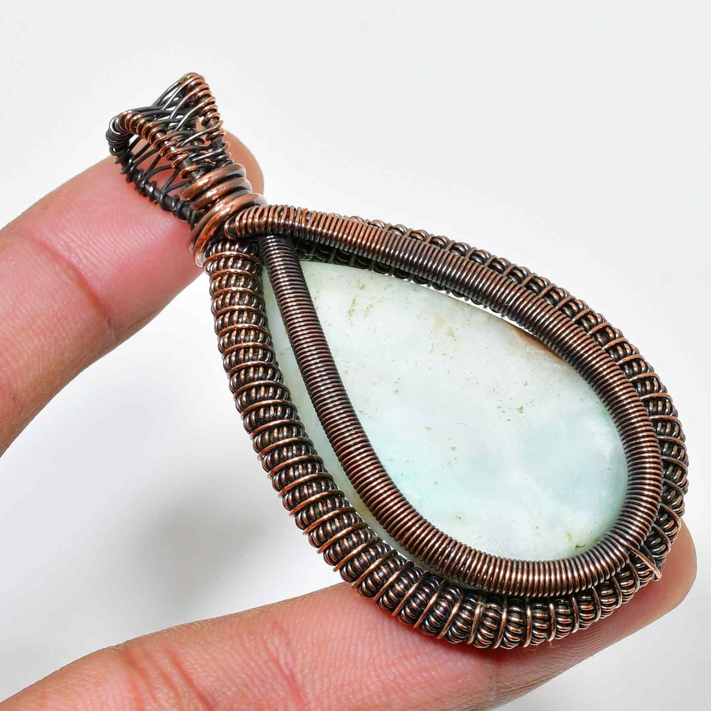 Celestial Tear – Larimar Copper Pendant