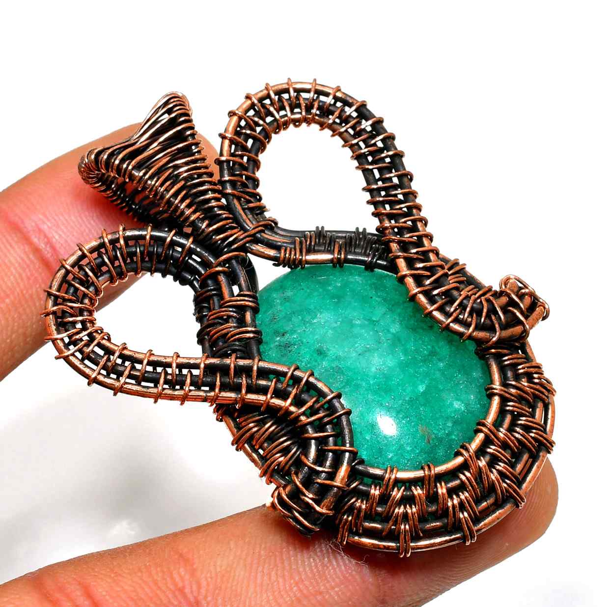 Gaia’s Embrace – Copper-Wrapped Natural Stone Pendant